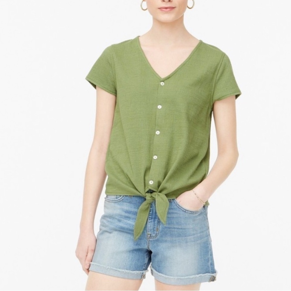 J. Crew Factory Green Button-Down Blouse